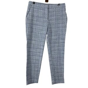HM Womens Blue White Basketweave Tapered Dress Pants Career Trousers Size 6